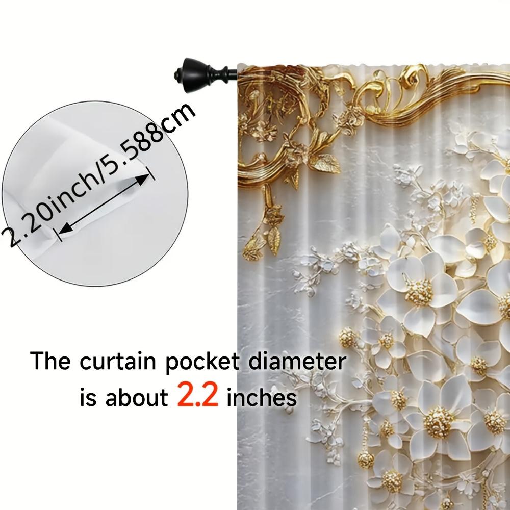 2pcs Elegant Floral Curtains with Gold Accents  Light-Filtering Rod Pocket Design  Ideal for Living Room Bedroom Kitchen and Study