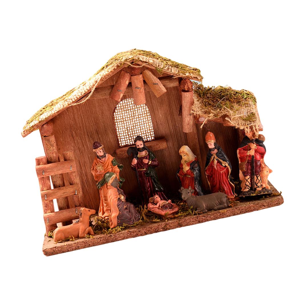 Christmas Nativity Figurines Resin Manger Holy Family Nativity Scene Statue for Xmases Indoor Home Table Decorations