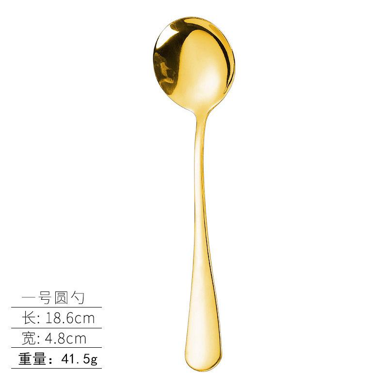 Stainless steel tableware, knives and forks, spoons, western food steak knives and forks, household thickened pointed spoons, round spoons, supplies
