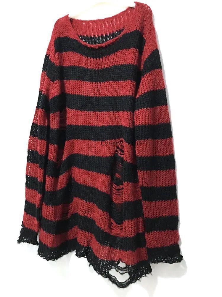 Ripped Striped Korean Sweater - Unisex, Color Block Knitwear