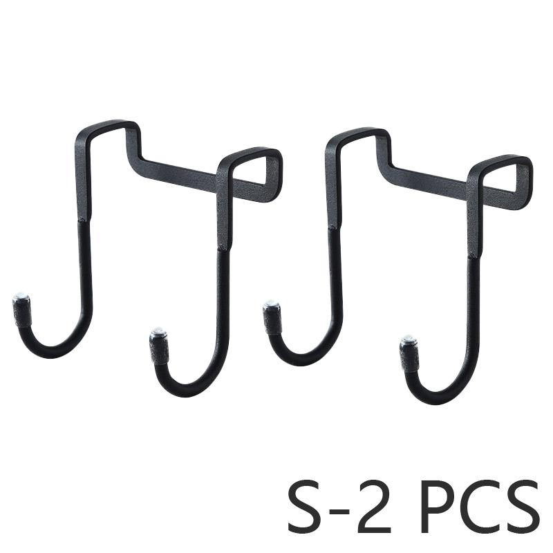 

2PCS/1PC Гачок з нержавіючої сталі Free Punching Подвійний S-подібний гачок Кухня Ванна кімната Двері шафи Задня Тип Пальто Зберігання рушників S 2PCS-BLACK