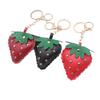 Cute Cartoon Strawberry Leather Keychain for Women Car Bag Pendant Keyring Accessories