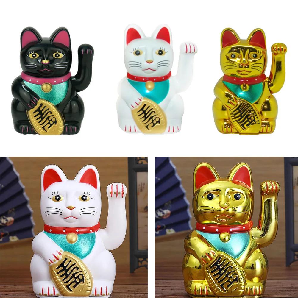 8inch Electric Waving Lucky Cat Cashier Ornament with Swinging Arm Battery Powered for New Store Opening and Work Environment