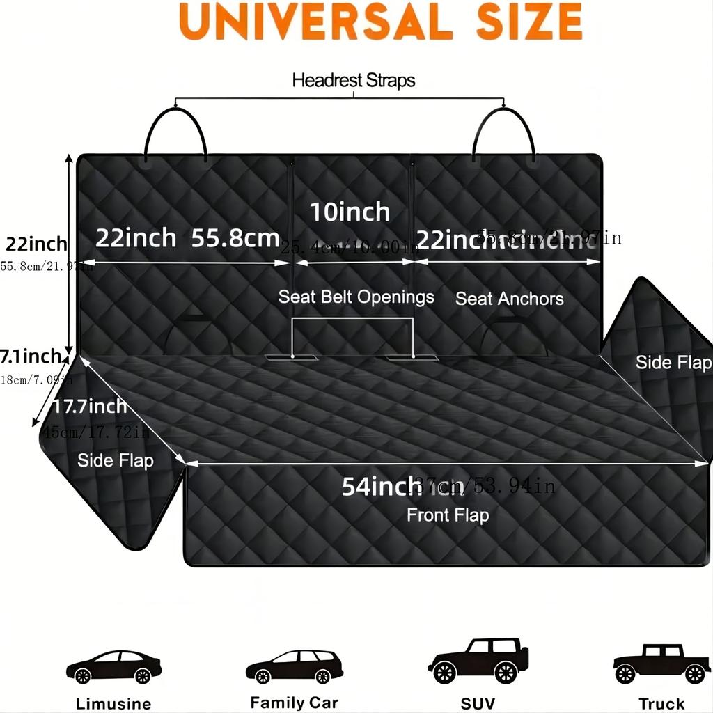Premium Car Seat Cover For Dogs Durable Scratch Proof Slip Resistant Protects From Fur Mud Washable Back Seat Pet Cover