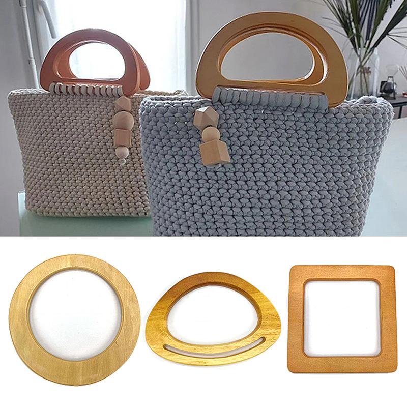 Wooden Bag Handle Decorative  Square Wood Strap Solid Color Hand Bag Replacement Accessories Diy Women'S Clutch Bag Handle
