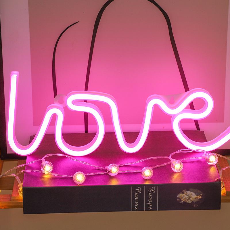 

Неоновый свет Любовь Креативное признание Предложение Батарея Usb Двойное использование Стильный свет Светодиодный перекрестный декоративный ночной светильник розовый
