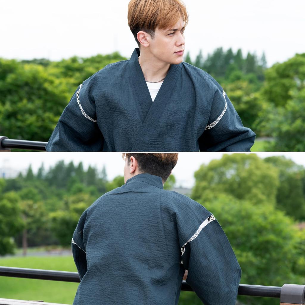 cool to Japanese summer large sizes relaxing navy 3L [Edoten] Shijira-woven Jinbei, 100% cotton, wear, clothing, clothing, men's, M/L/LL/3L/4L/5L,
