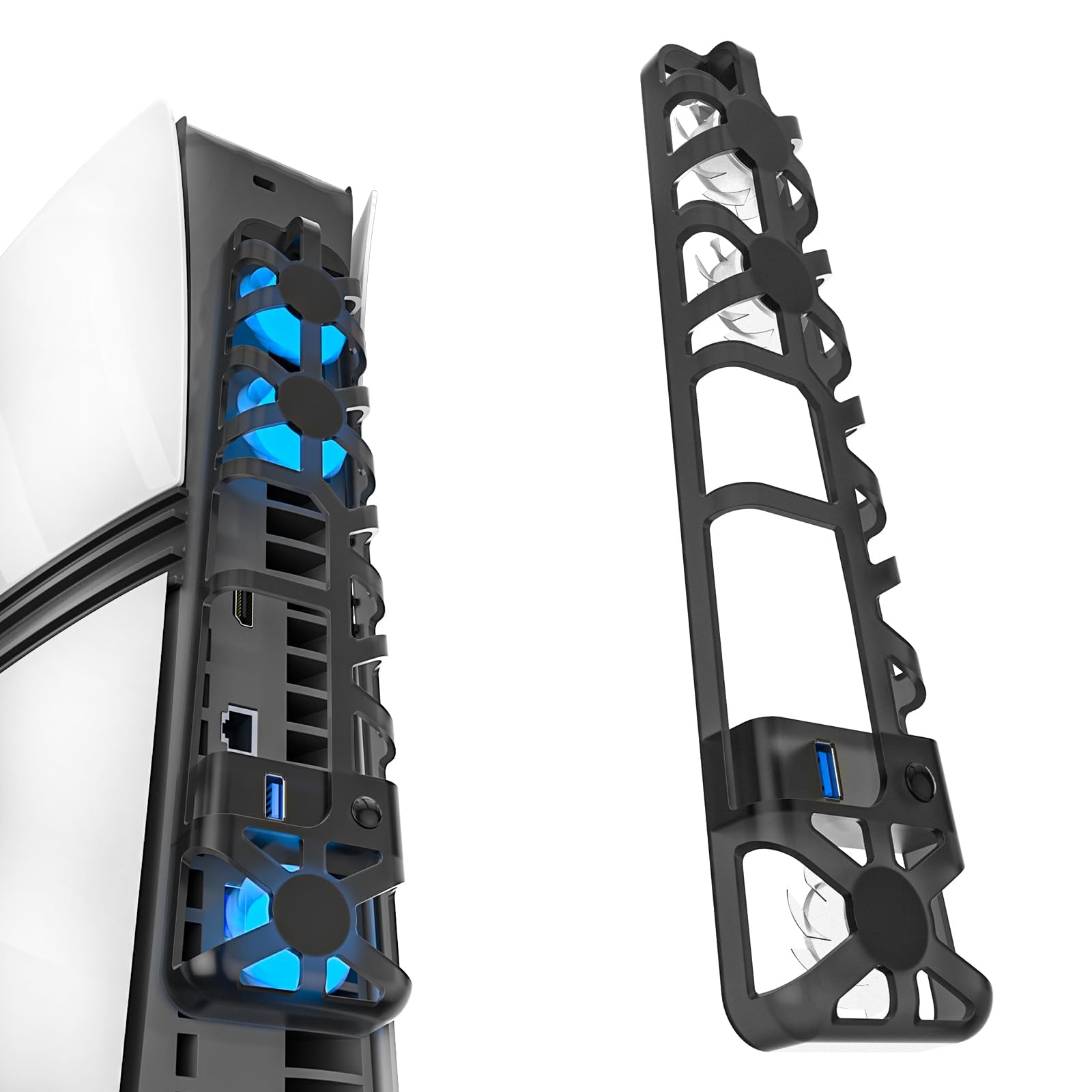 

PS5 Pro Cooling Fan Stand with Quiet Design and USB Port Triple Fans and 4 Airflow Settings Compatible with PlayStation 5 Heat and Horizontal чорний