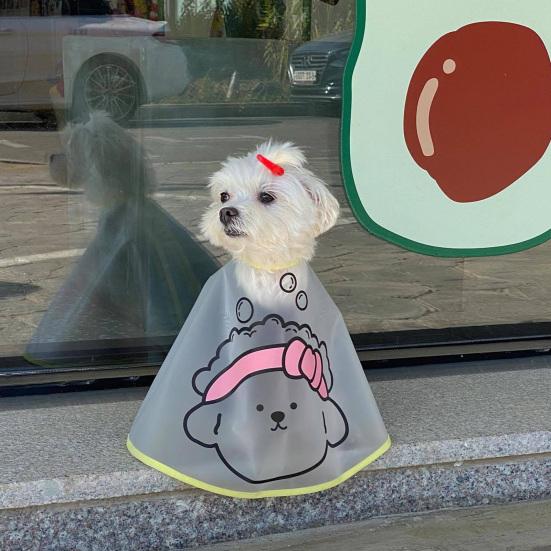 Pet Cloak Cartoon Pattern Waterproof Frosted Surface Clothes Dog Haircut Jacket Facial