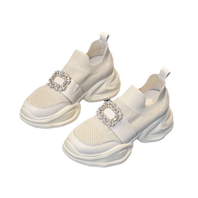 Little white shoes platform women's inner height increase dad shoes women's 2025 muffin casual sports women's shoes spring and autumn shoes beige