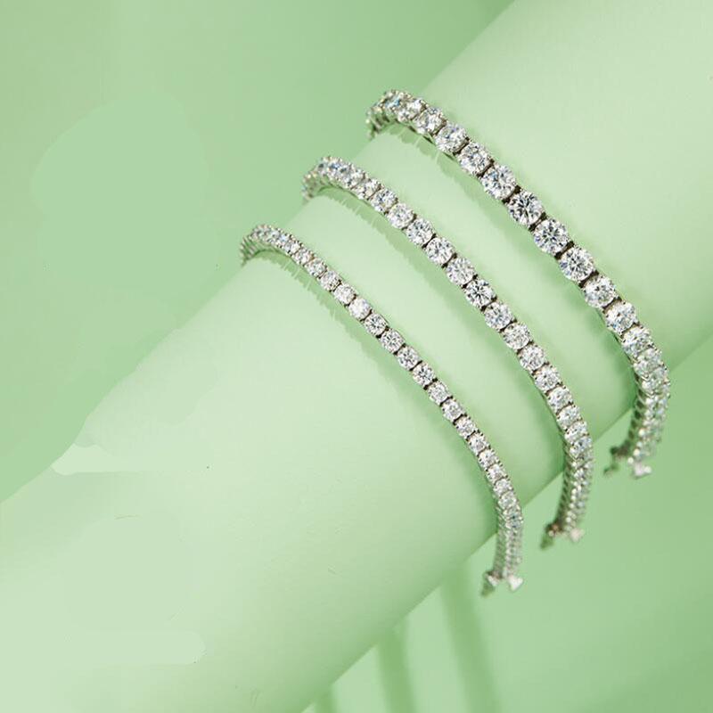 Real 3MM D VVS Moissanite Tennis Bracelet Passes Diamond Sparkling Test Solid S925 Jewelry Wedding Women Gift