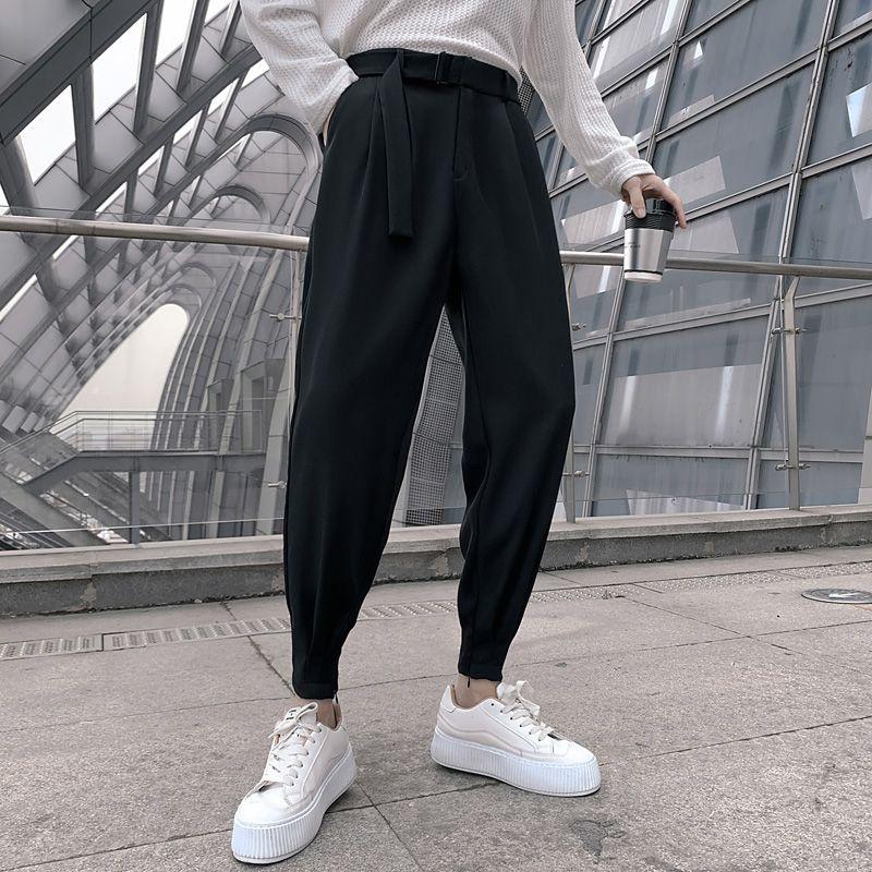 Youth Trend Business Casual Comfort Slim Versatile Simplicity Fashion Belt Nine Points Men's Suit Pants Spring Autumn New 2024