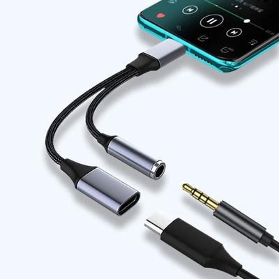 OTG Adapter 2-in-1 USB C To Aux Audio Cable 2 In 1 USB Type C Audio Cable  for Phone/Earphone