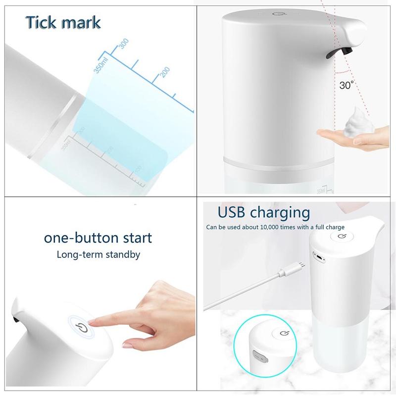 350ml Automatic Intelligent Infrared Soap Dispenser USB Soap USB Charging Touchless Bathroom Soap Dispenser Machine Kitchen | Liquid Soap Dispensers