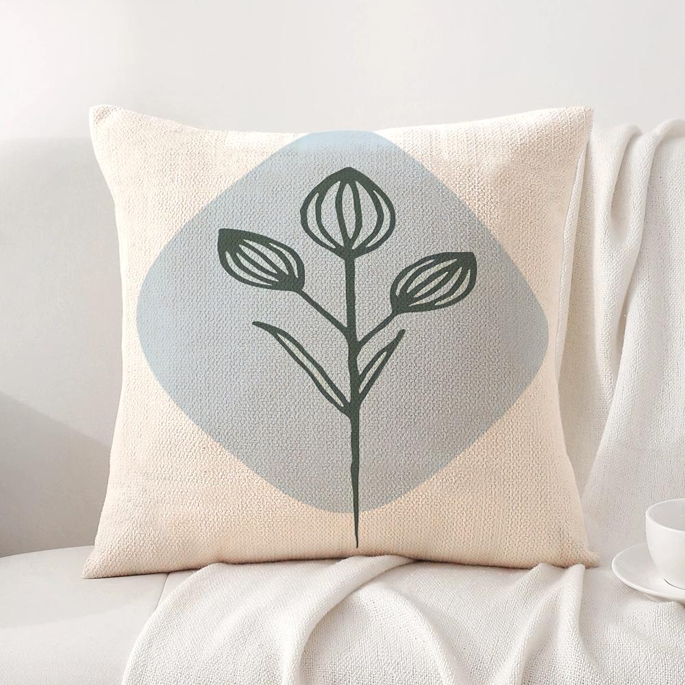 Minimalist Plants Cushion Cover Natural Linen Organic Fabric DoubleSided Printing Sofa Home Decor Gift Pillow Cover