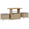Ensemble de Canapés de Jardin de 12 pièces avec Coussins Beige Poly Rattan Acacia, Ensemble de Salle à Manger de Jardin de 3 3363737
