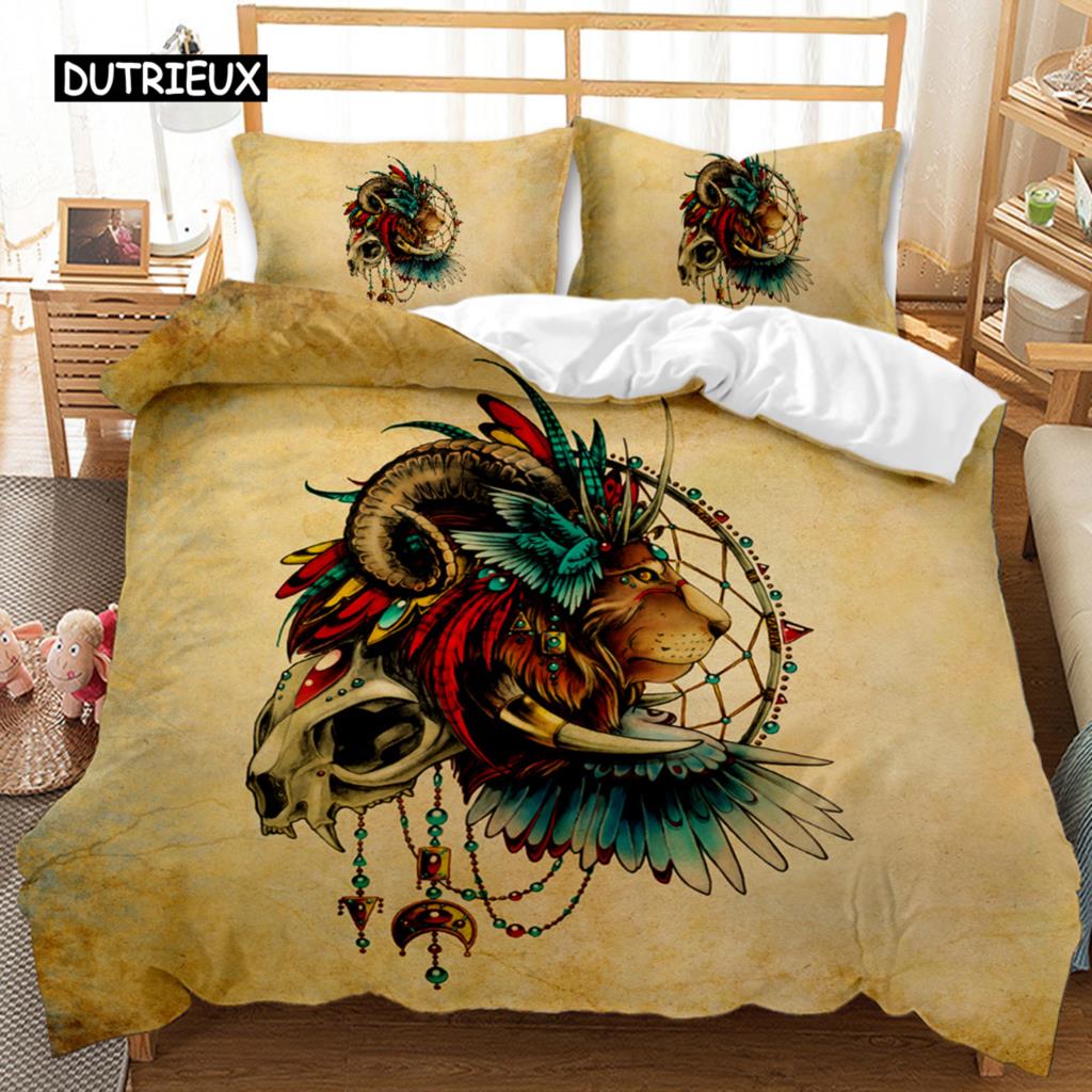Dream Catcher Duvet Cover Set White Horse Forest Dream Catcher Blue Bedding Set Double Queen King Size Polyester Qulit Cover Tool