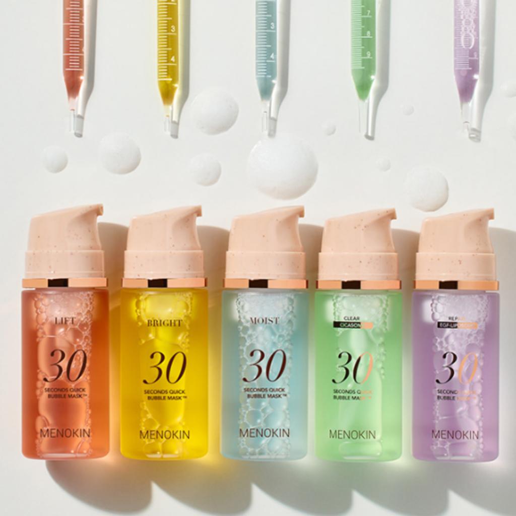 Menokin 30-Second Quick Bubble Mask (6 Types) - Korean Skincare, Instant Glow, 30s Mask