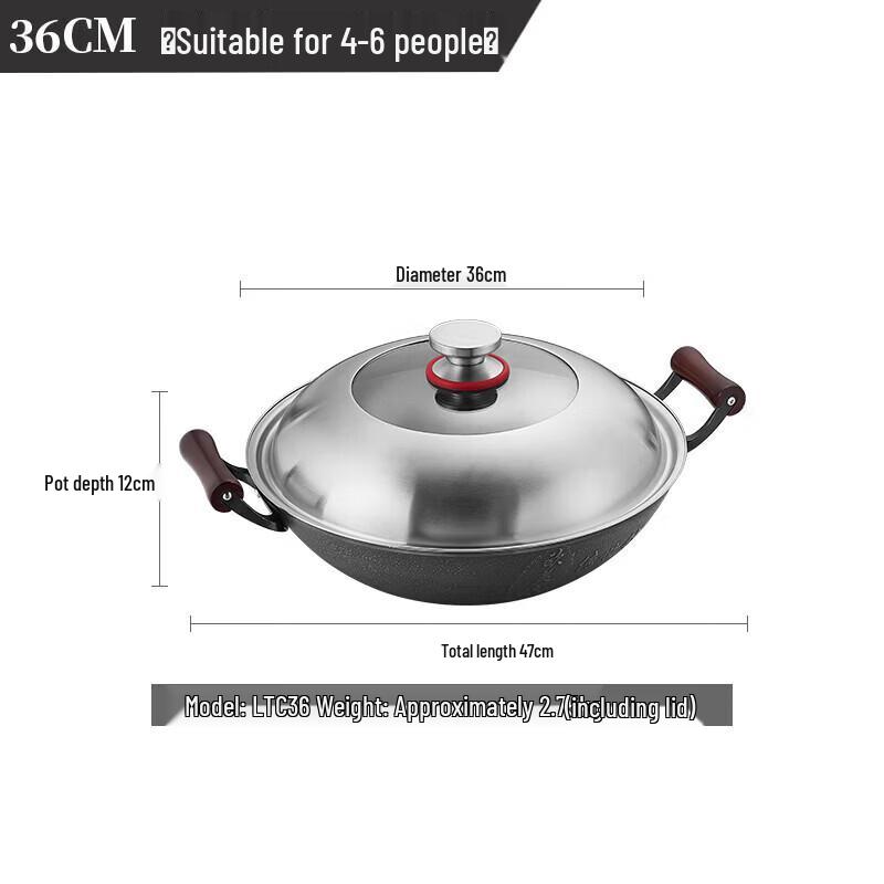 Oumeida Traditional Non-Coated Cast Iron Wok
