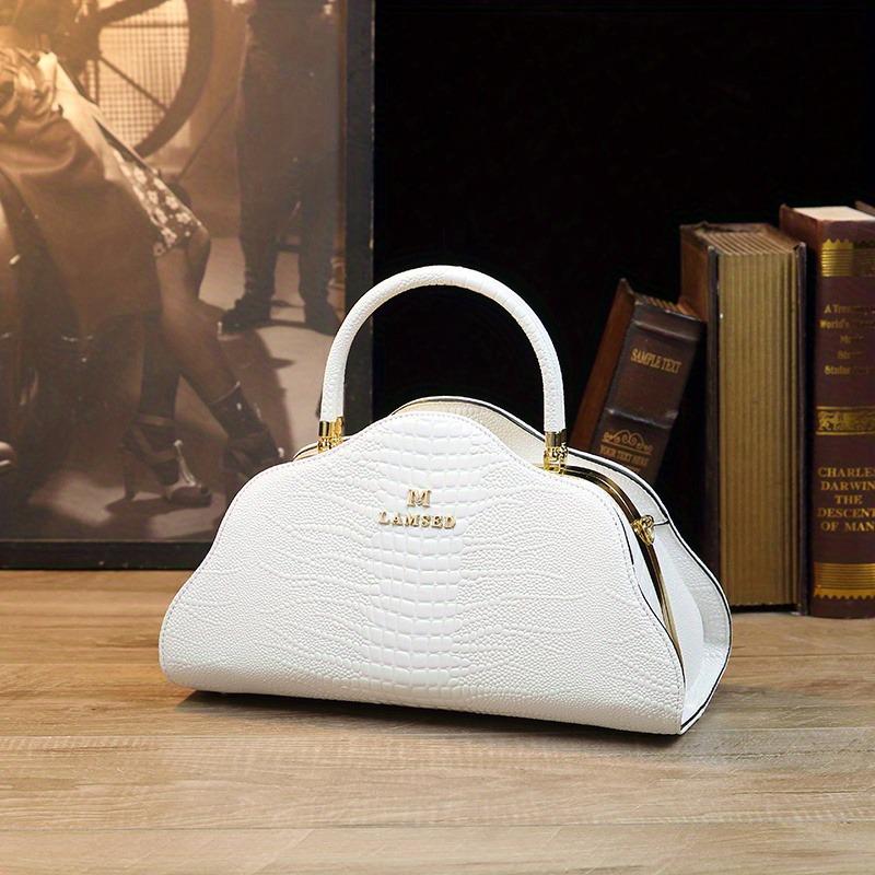 

Сумка-облако из кожи с тиснением под крокодила ко Дню матери: 2025 Высококлассная модная сумочка для женщин среднего возраста белый