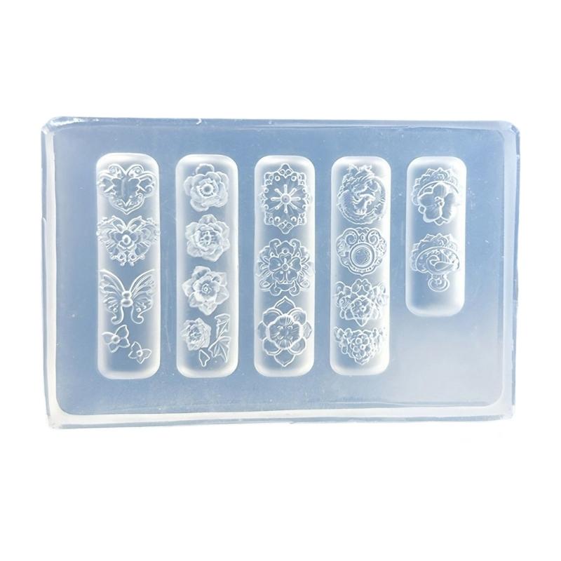 Flexible Silicone Crafting Mould With 3D Embossed Pattern For Nail Art Accessories And Resin Jewelry