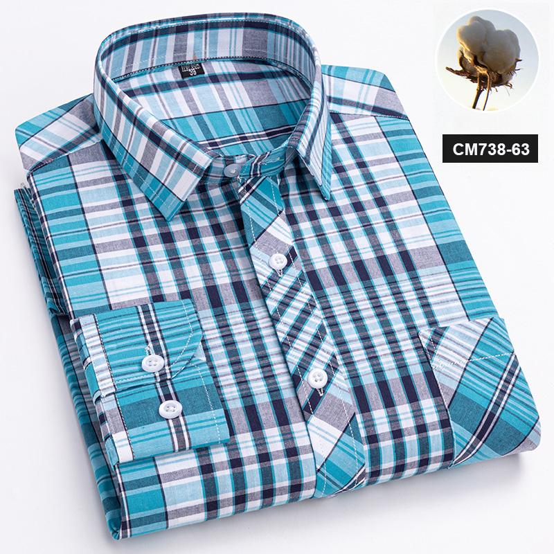 Neu im Hemd 100% Baumwolle Langarmhemden für Herren dünn slim fit formell einfarbiges Hemd karierte Designer-Oberteile Büro elegante Kleidung