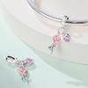 Original Copper Charms Luxury Pink Rose Pendant Plant Beads Fit Bracelet Diy Women Making Delicate Gift