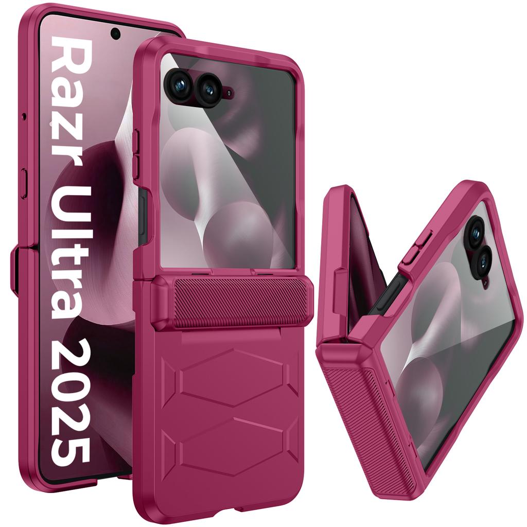 For Motorola Razr 60 Ultra Case with Hinge Protection, Built-in Screen Protector Shockproof All-Inclusive Phone Cover-Blue