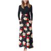 Women's Casual Long Sleeve Round Neck Christmas Print Dress