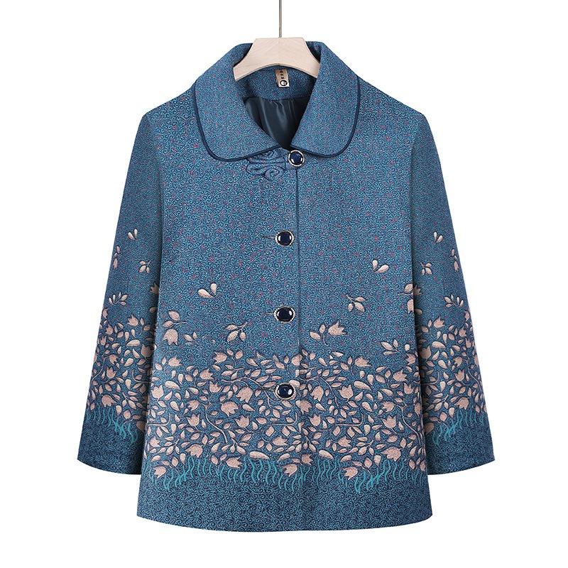 

Женское короткое пальто с лацканами, одежда для пожилых женщин 5XL (recommended 145-80 kg) синий