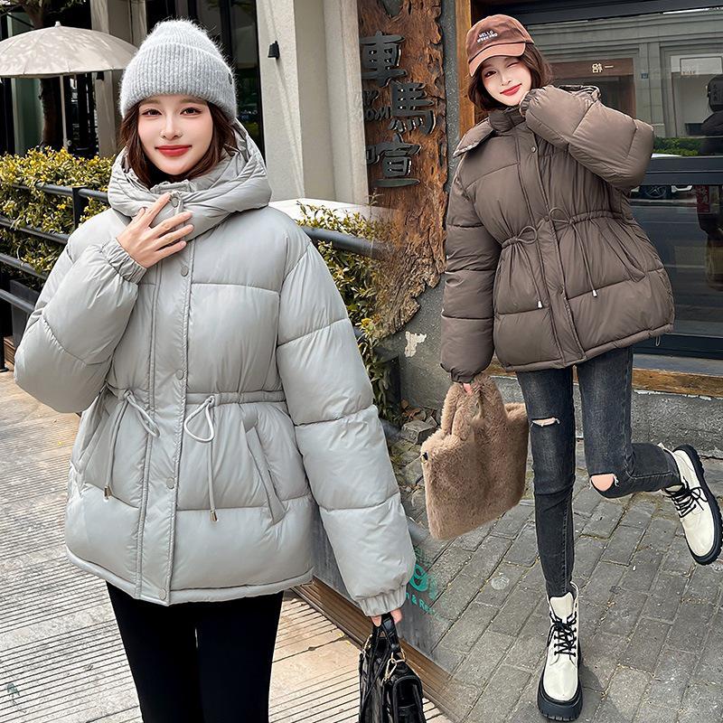 Korean Style Mid-Length Hooded Down Jacket for Women