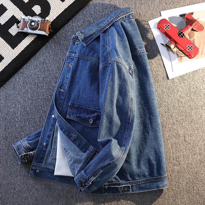 New Autumn Denim Jacket Men's Work Top High-end Lapel Versatile Casual Jacket