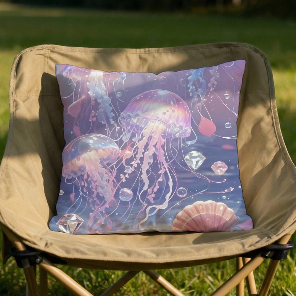 Marine Life Jellyfish Cushion Cover Soft Reversible Durable Pillow Cover MultiScene Use for Home Car Daily Comfort