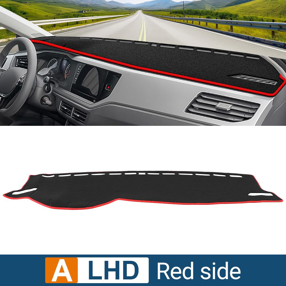 For Volkswagen VW Polo AW1 BZ1 2017-    2024 2025 Car Dashboard Cover Avoid Light Anti-UV Carpet Non-Slip Mat A Red Side LHD