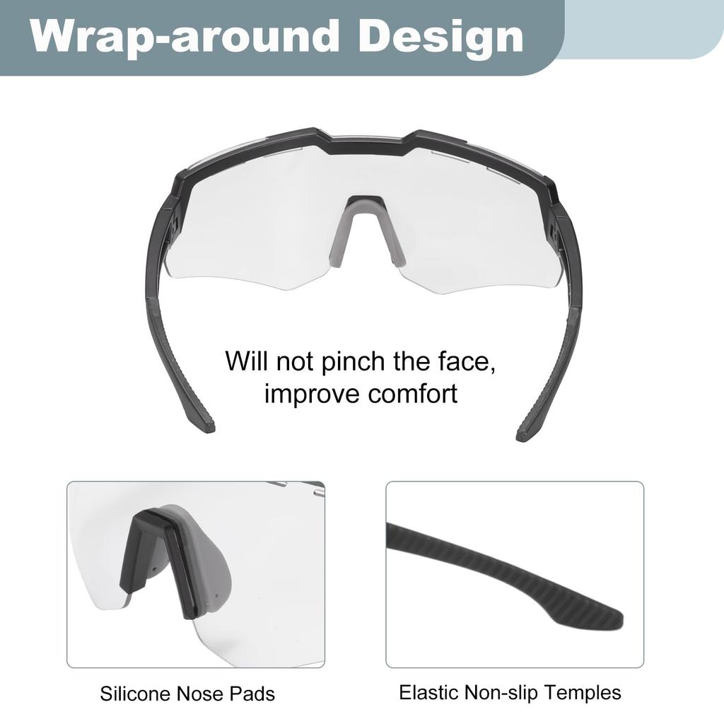Sports for Clear [uxcell] Sunglasses, Cycling, Polarized, Men's & Women's, Hiking, Cycling, Driving, Fishing, Running, Gray/Black