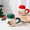 Creative Santa Claus Ceramic Cup with Lid Large Capacity Mug  Christmas Cup Gift Water Cup  Christmas Eve Present