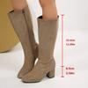 Women Boots Autumn Winter Elastic Slimming Knee-High Boots Fashion Pointed Toe Thick Heel Shoes Woman Side Zipper Casual Botas