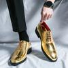 Fashion New Men's Wedding Shoes Black Gold Patent Leather Derby Shoes Lace-up Solid Business Formal Shoes for Men Size 38-46