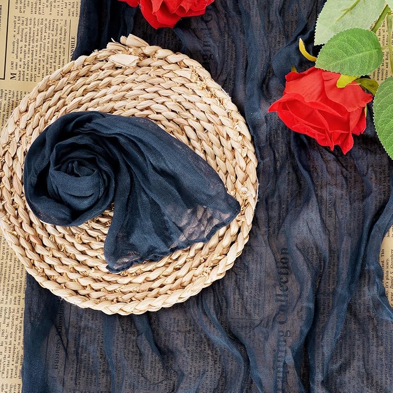 Nydotd 6pcs Fall Cheesecloth Napk Thanksgiving Boho Dinner Napk Wrinkled Rustic Linen Table Decorative Cloth Napk for Wedding Party Baby Shower