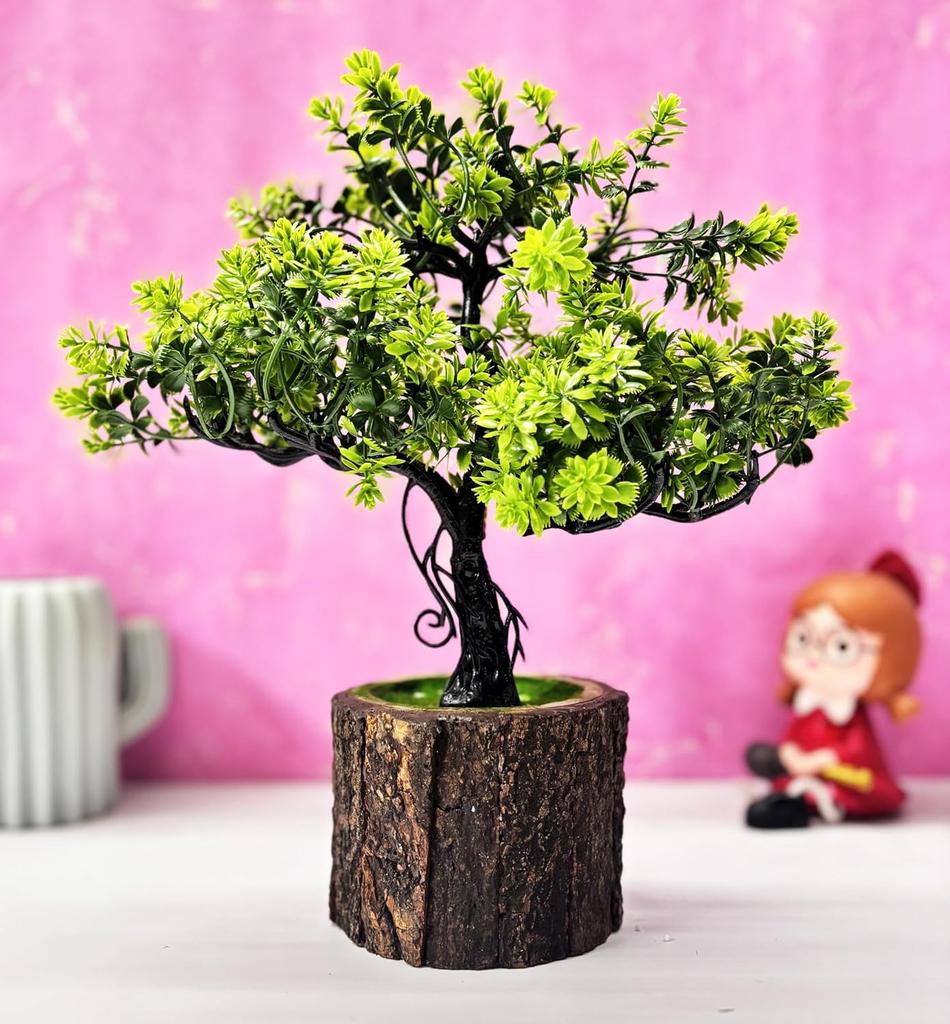 Small Artificial Bonsai Tree, Potted House Plants, Wooden Potted Plants, Green