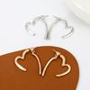 Large Hollow Irregular Open Heart Drop Earrings Smooth Polished Minimalist Love Shape Dangle Ear Jewelry for Women Daily Dating Wear