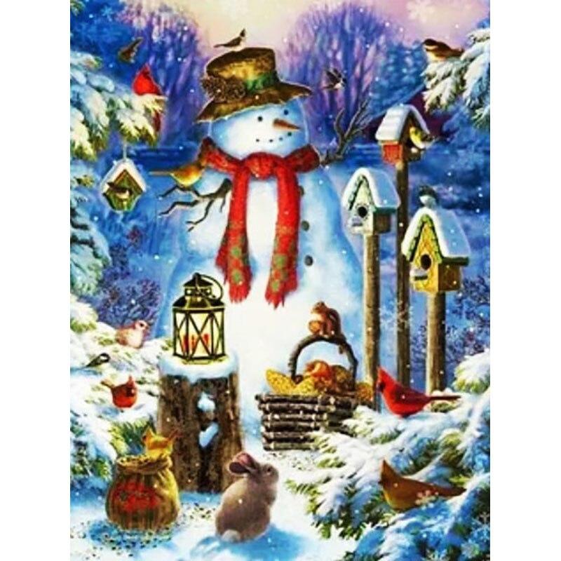 5D Diamond Painting Cartoon Snowman Diamond Embroidery Snow Scene Cross Stitch Full Round Drill Home Decor Christmas Gift