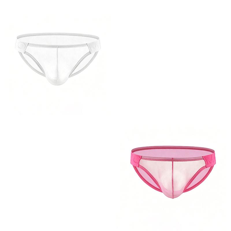 2Pcs/Lot Men's Sexy Low-rise Briefs Ultra-thin See-through Tight Underwear Quick-dry Breathable Solid Color Briefs