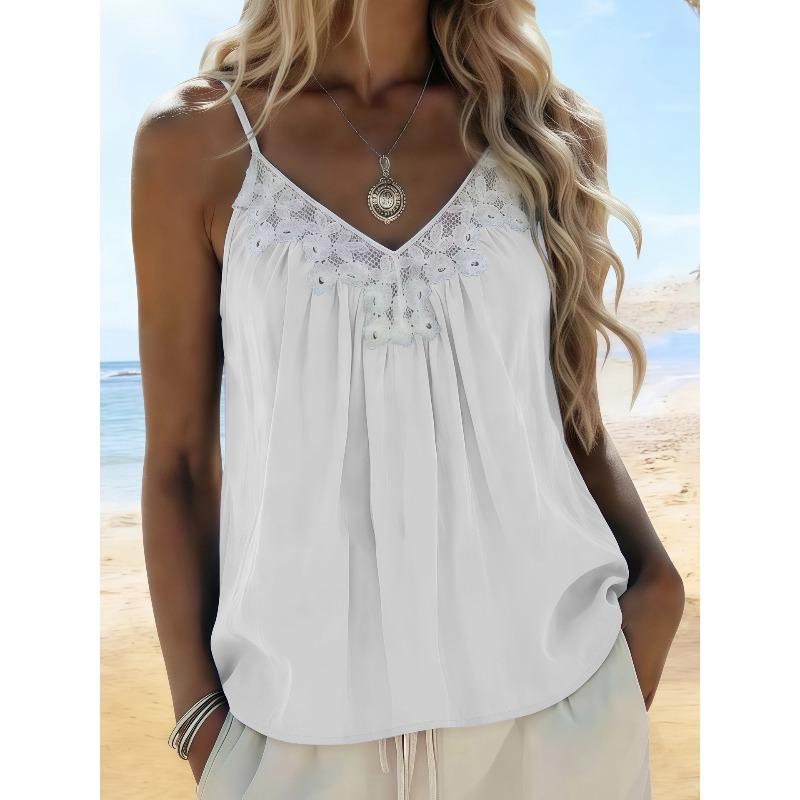 DICFY Women's Fashion Casual Sleeveless V-Neck  Blouses & Shirts