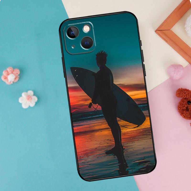 Surf Surfboard Phone Case For iPhone 16 15 14 12 11 13 Pro Max Plus Mini XR 16e Funda Silicone Back Cover