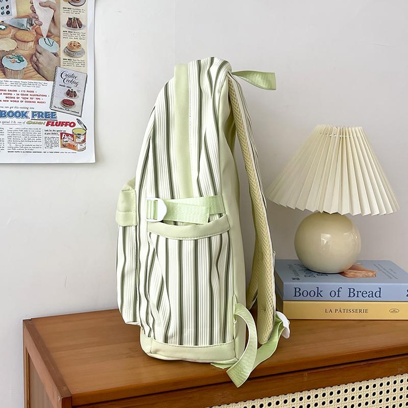 Striped Print Student Schoolbag Lightweight Commuter Backpack Girls Travel Bag