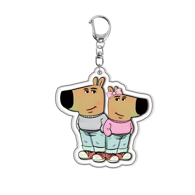 Christmas Cartoon Dog Pattern Acrylic Keychain Fashion Cute Girls Boys Funny Charming Bag Charm Ring Ornament Couples Gifts Toys