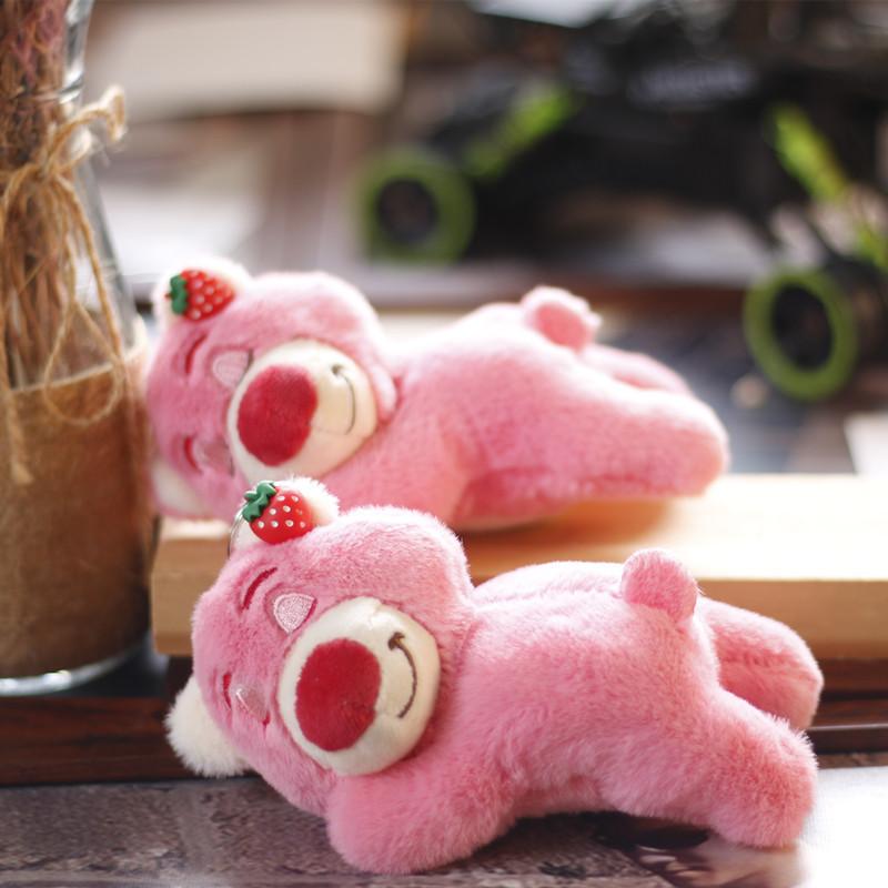 Adorable Pink Bear Plush Keychain Cute Stuffed Animal With Soft Short Plush