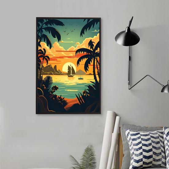 Full Drill 5D Rhinestone Painting Kit Rich Color Sparkling DIY Handmade Landscape Diamond Art Wall Decoration