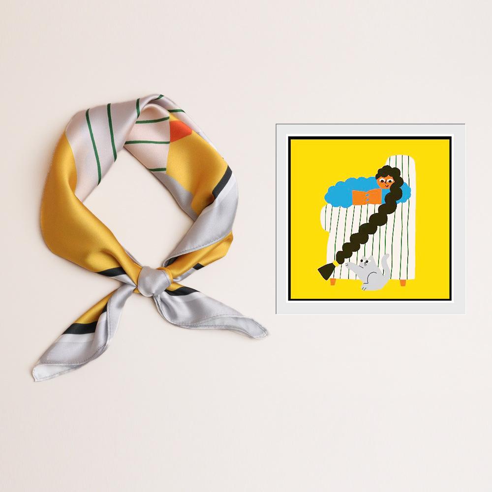 53*53cm Moteskjerf dame simulert silke firkantskjerf pannebånd